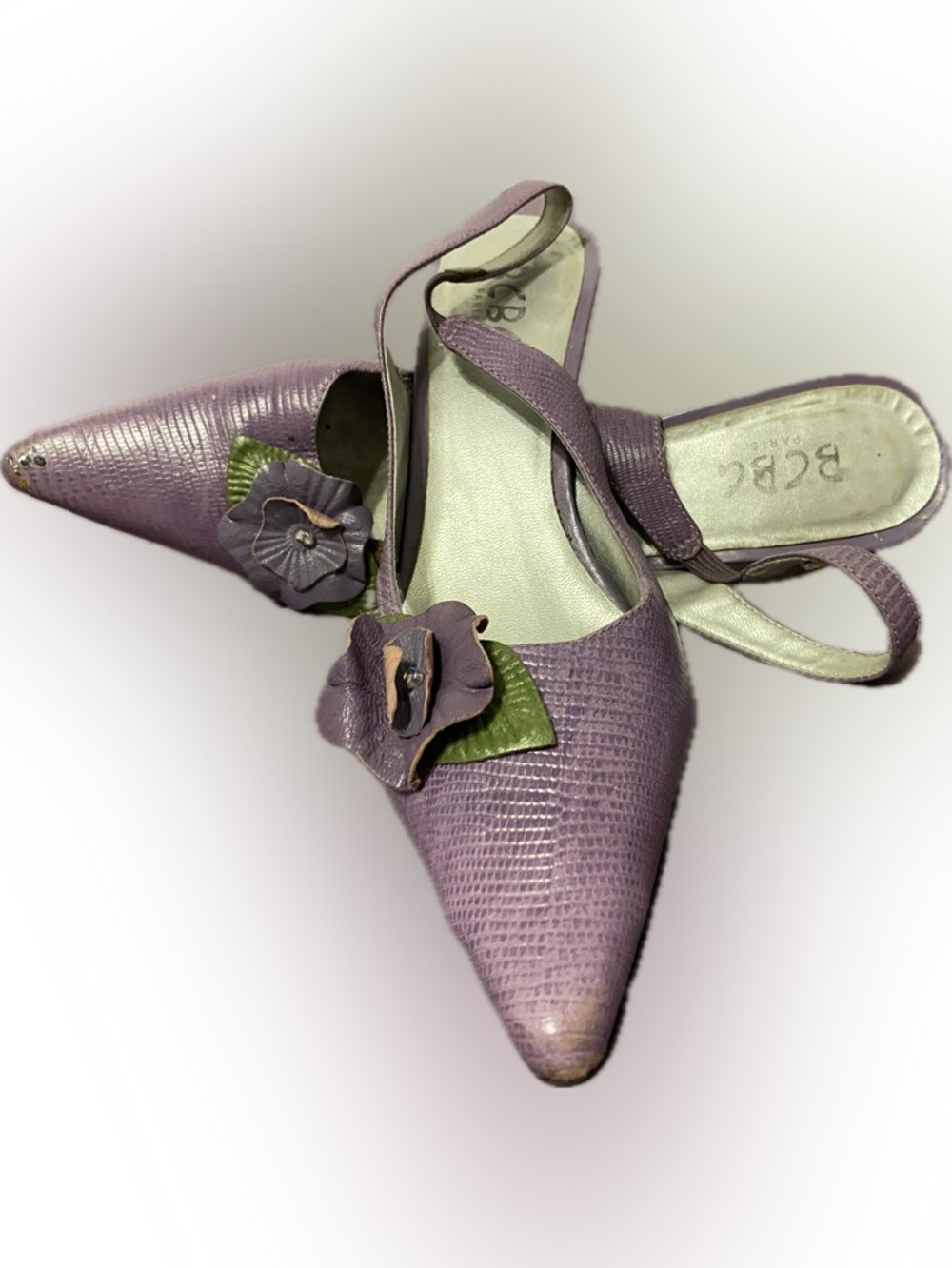 BCBG Purple Leather SlingBack Heels